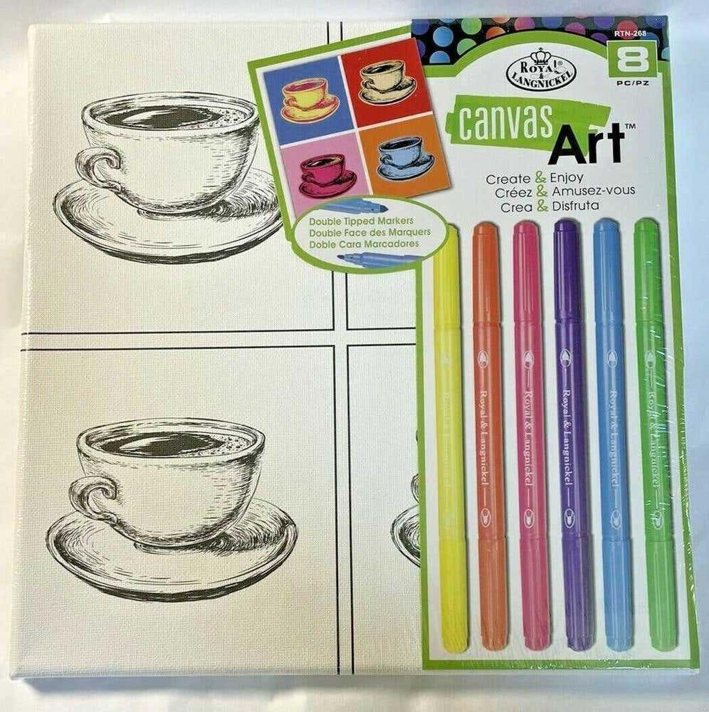Canvas Art 25x25cm W/6 Duo Tip Markers Teacups