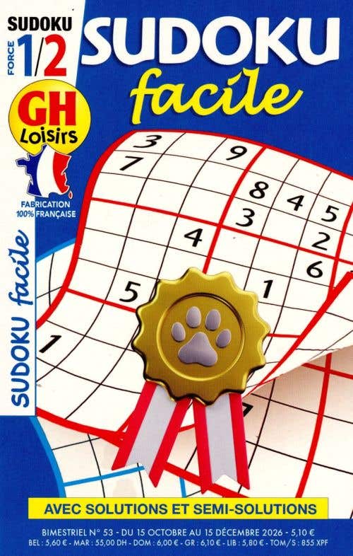 Gh Sudoku Facile Niveau 1/2 Avec Solutions ET Semi-solutions N52