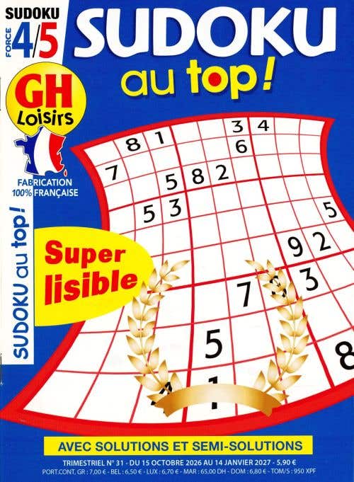 Gh Sudoku Au Top Niveau 4/5 Avec Solutions ET Semi-solutions N30