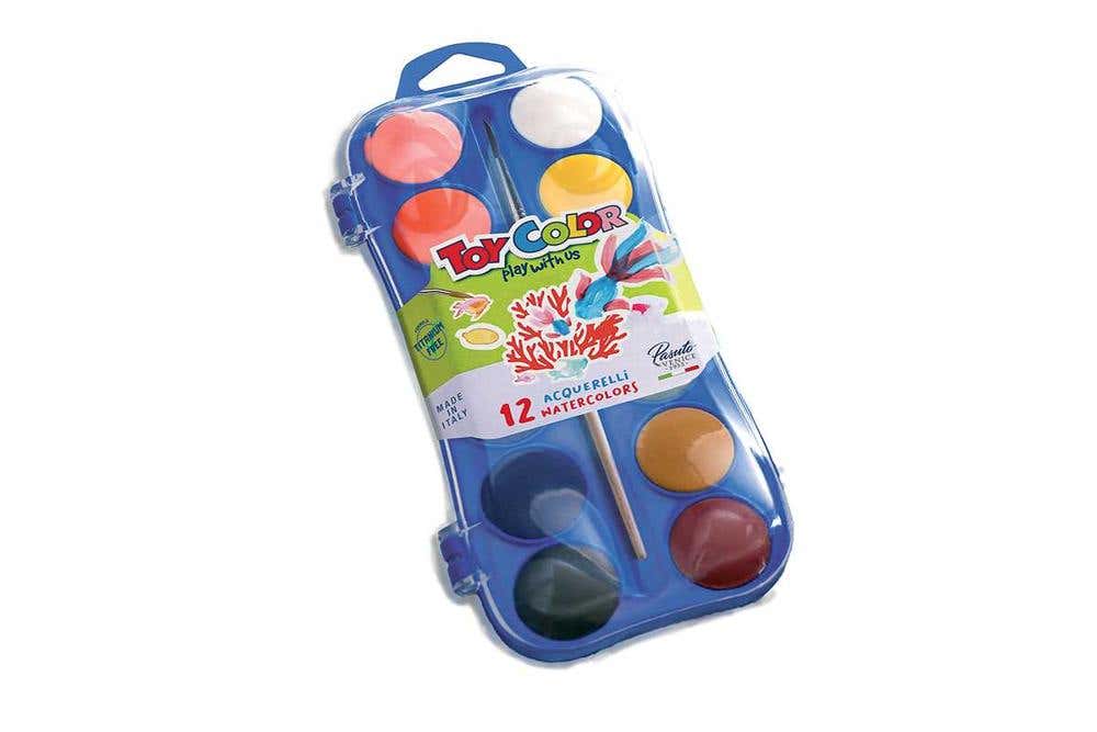 Box 12 Watercolor Diam 30mm With Brush