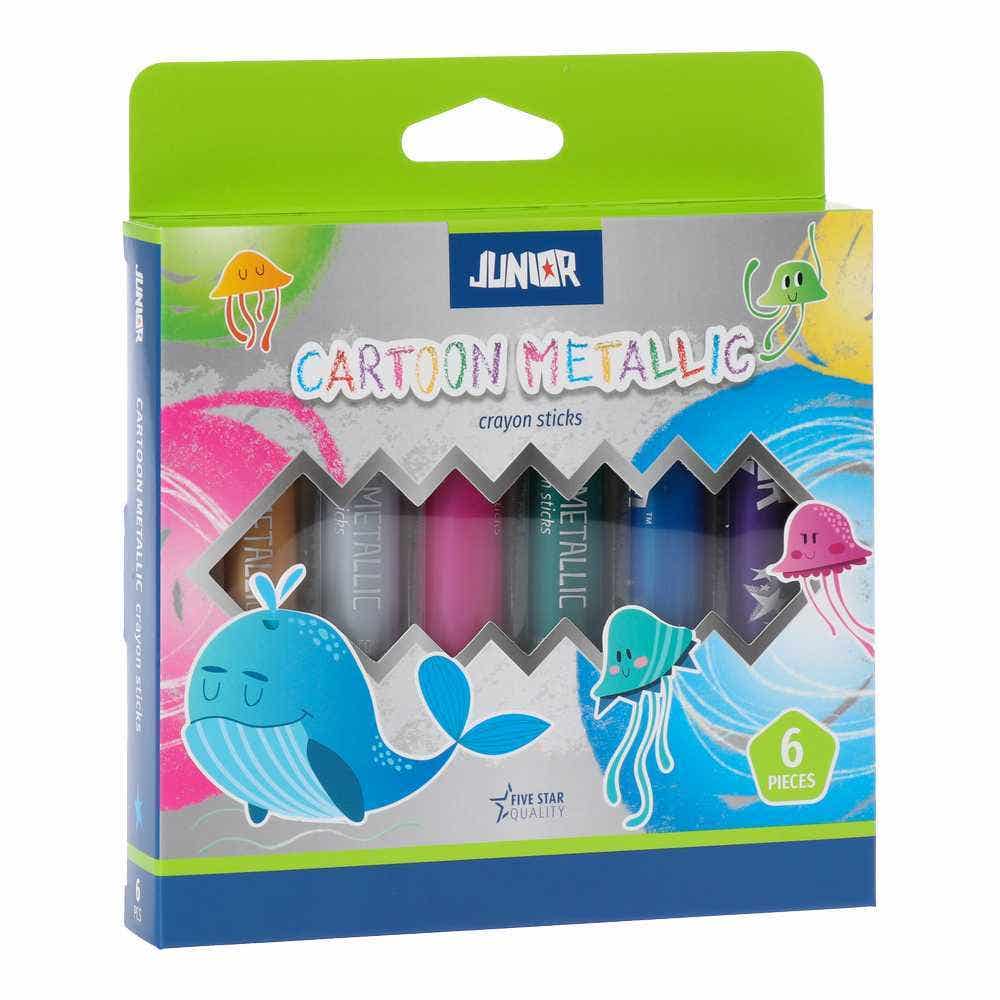 Cartoon Stick Wax Crayon Metallic 6 Pcs
