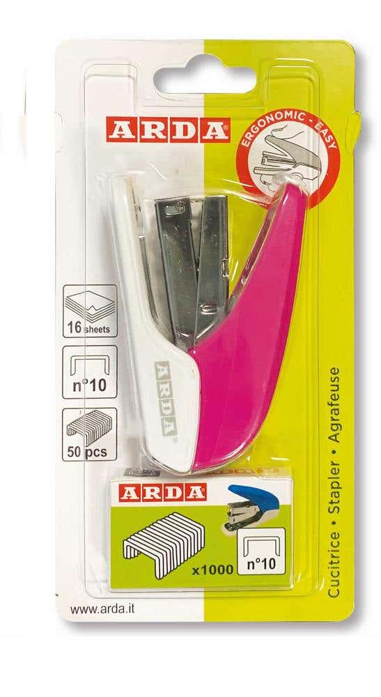 Mini Stapler Pink Color + Staples No.10 In Blister