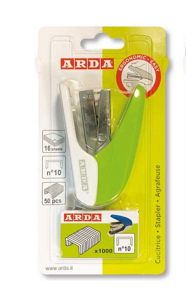 Mini Stapler Green Color + Staples No.10 In Blister