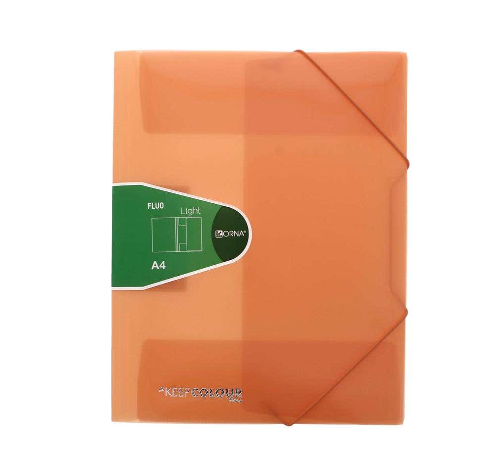 File 3 Flap Pp With Elastic Neon Orange Color A4