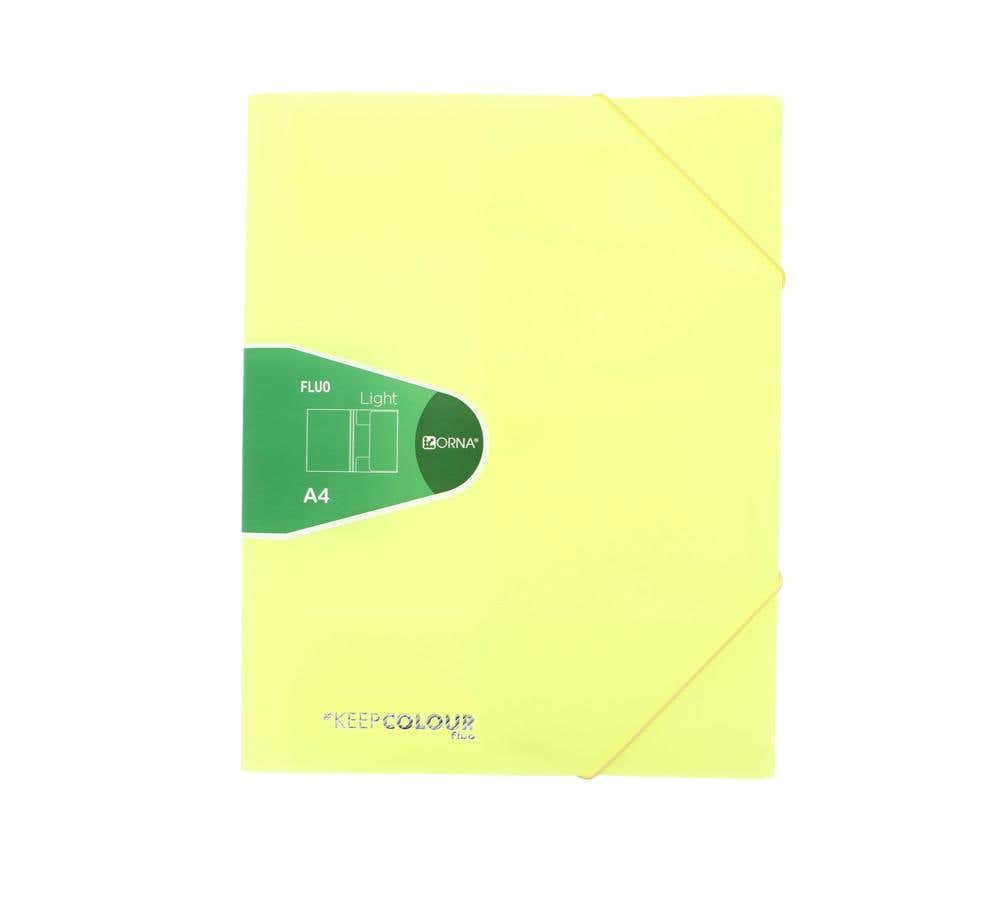 File 3 Flap Pp With Elastic Neon Yellow Color A4