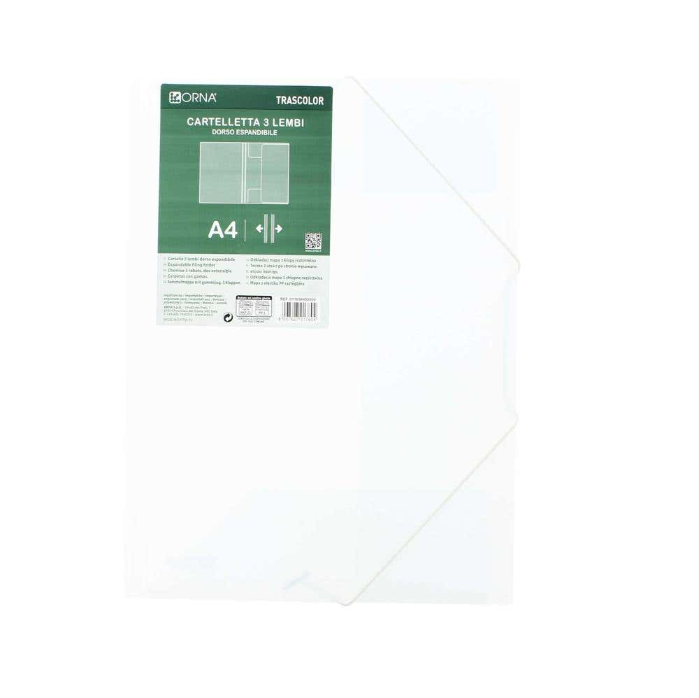 File 3 Flap Pp With Elastic Clear Transparent Color A4