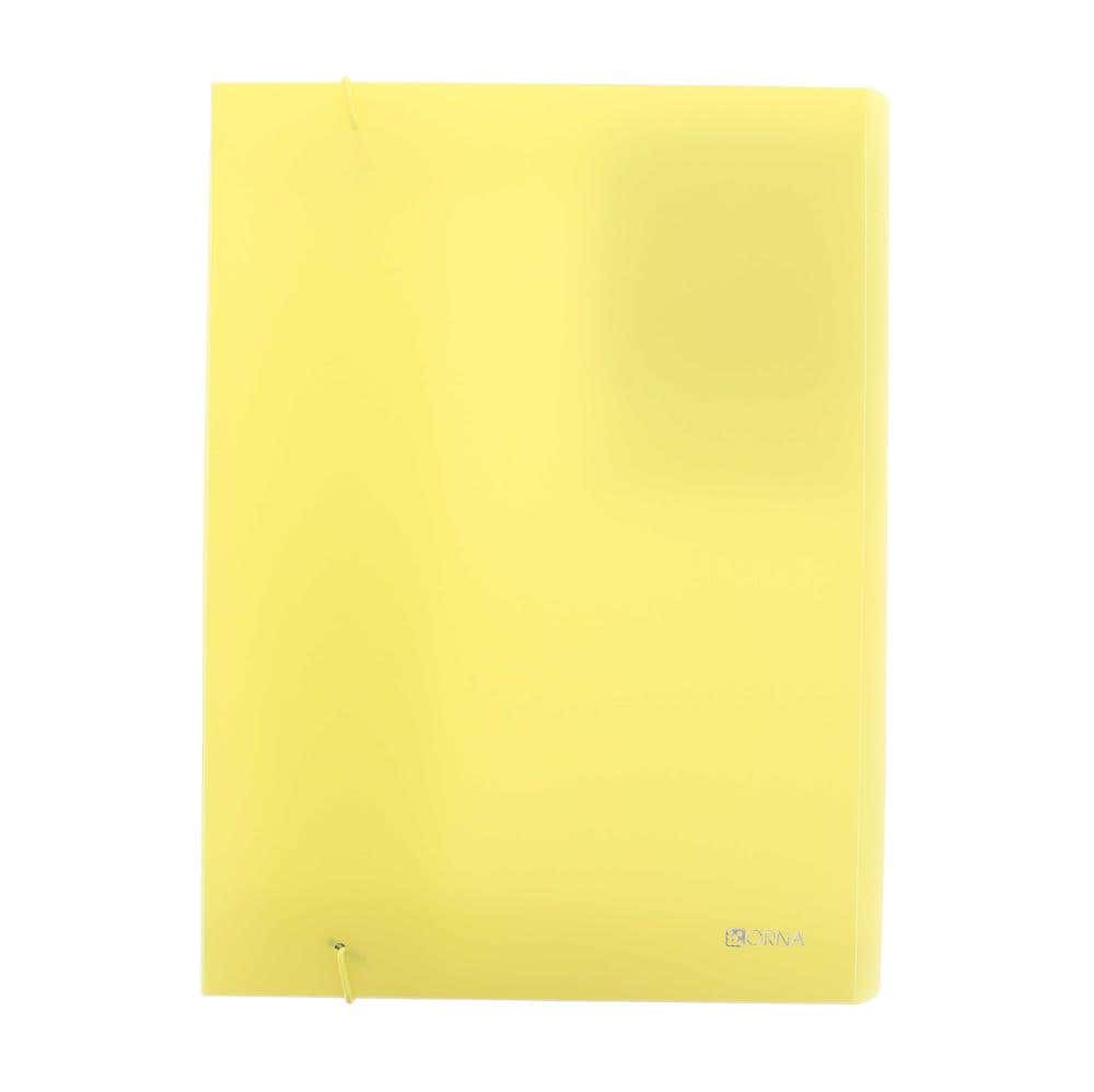 File Box 3 Flap Pp With Elastic Yellow Transparent Color A4 2.5cm