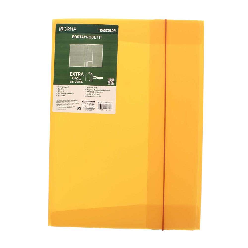 File Box 3 Flap Pp With Elastic Orange Transparent Color A4 2.5cm