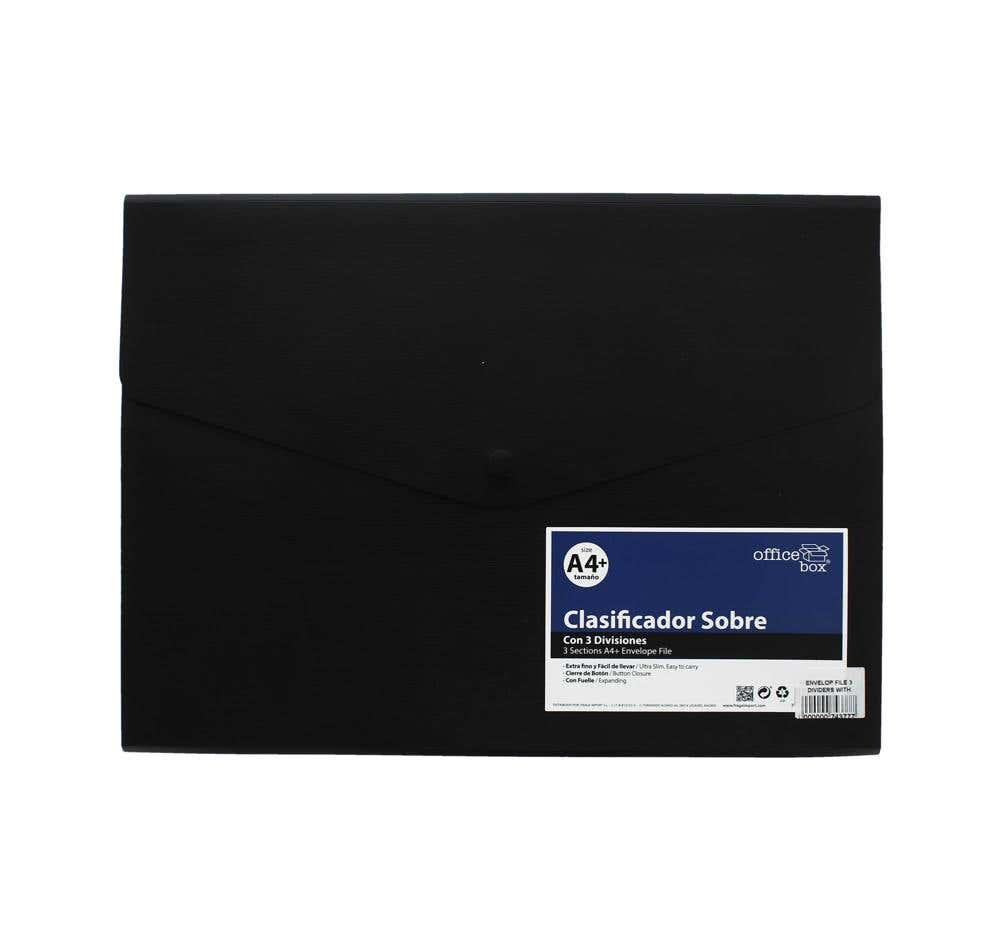 Envelop File 3 Dividers With Button Closure Supra Black Color