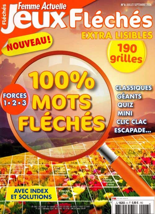 Femme Actuelle Jeux Fleches Niveau 1 2 3 (extra Lisibles - Avec Index ET Solutions) N6 - Juillet-septembre 2026