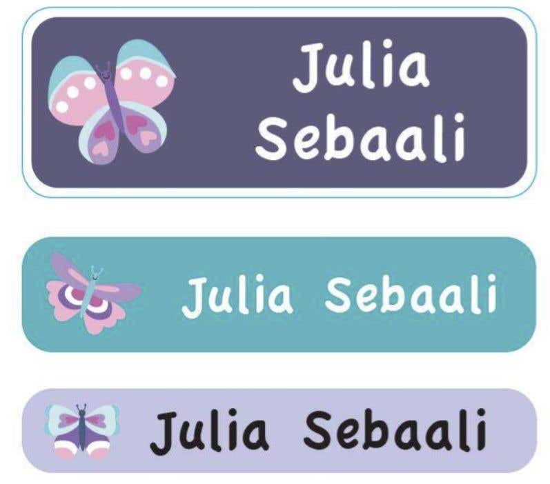Essmak Butterfly Personalised Name Labels — 3-page Booklet (60 Stickers)