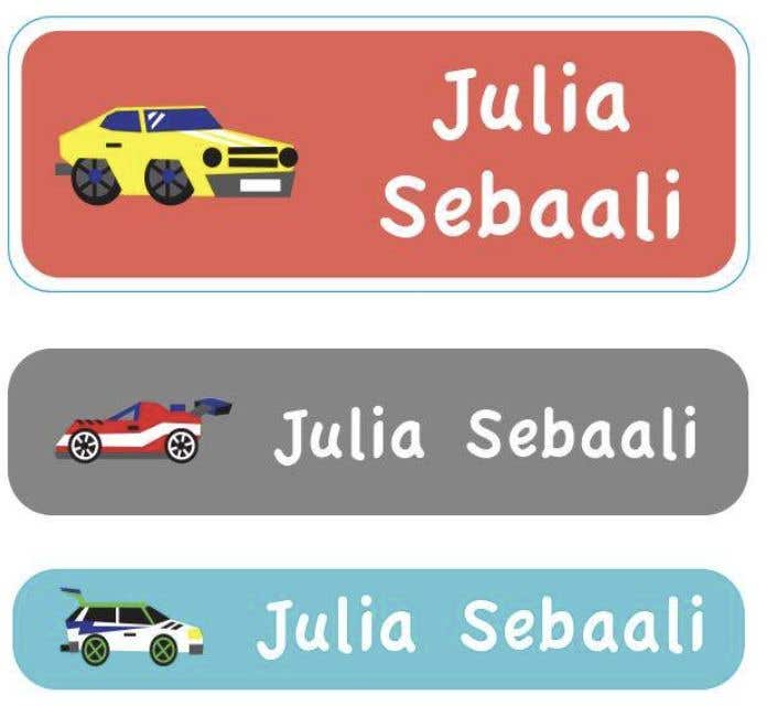 Essmak Cars Personalised Name Labels — 3 -page Booklet (60 Stickers)