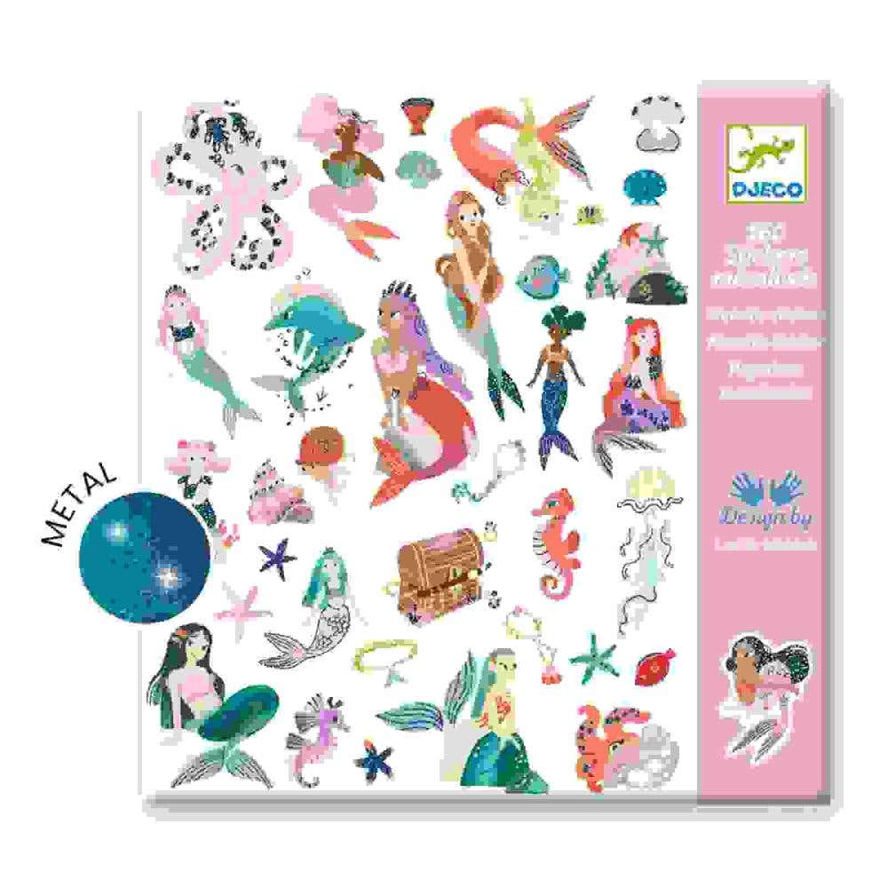Djeco Textured Stickers-sparkly Mermaids
