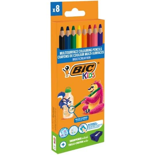 Bic Multisurface Coloring Pencils 5.8 Box Of 8 Assorted Colors