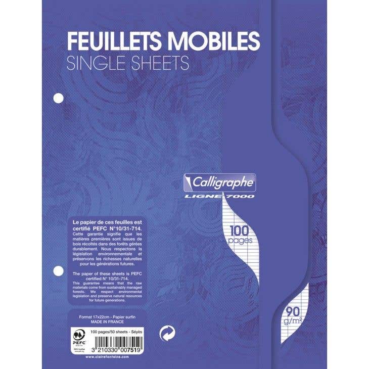 Binder Refill Paper Perforated Single Sheet 90g 100 Pages 17*22cm