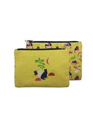 Trousse Plate Coton Zip Mm Chats Pop Jaune Passion