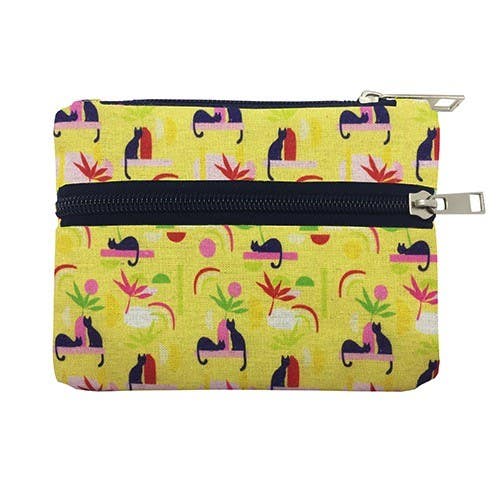 Porte Monnaie Coton Zip Pm Chats Pop Jaune Passion