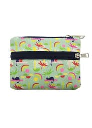 Porte Monnaie Coton Zip Pm Chats Pop Bleu Menthe