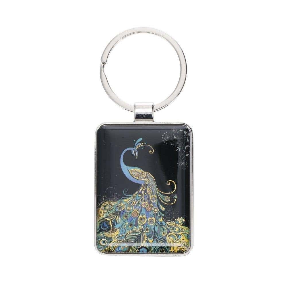 Porte Cle Rectangle Jewels Paon