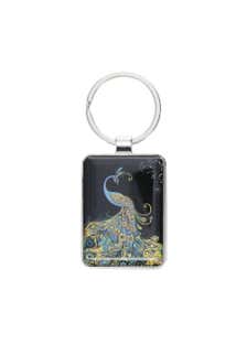 Porte Cle Rectangle Jewels Paon
