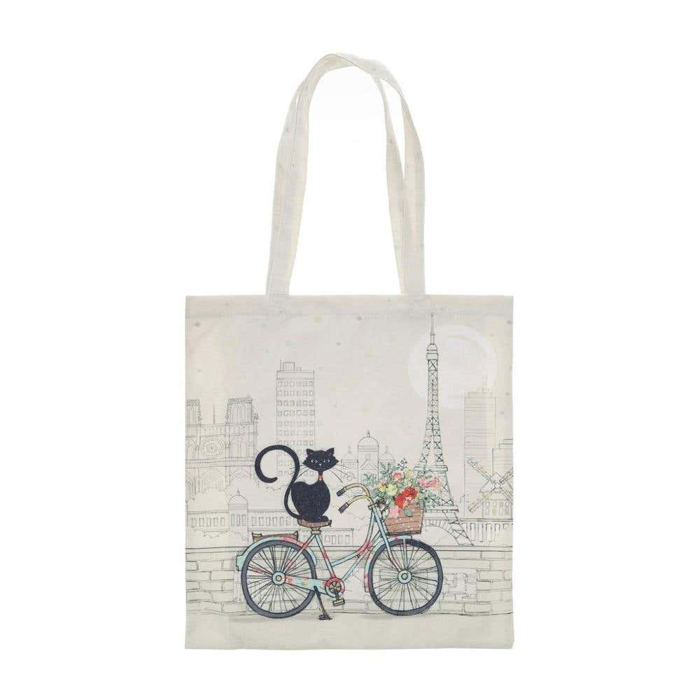Tote Bag EN Canvas Bug Art Paris Chat Velo