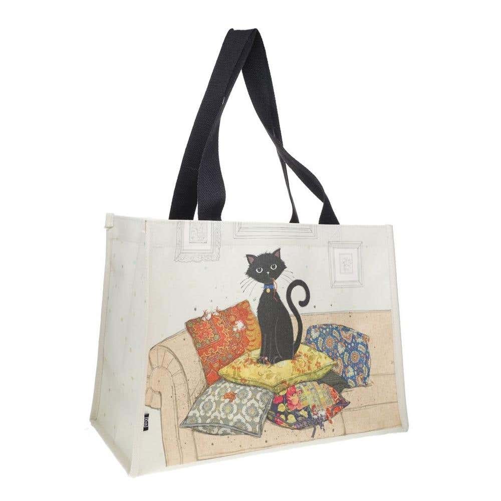 Cabas Rectangulaire Canvas 30 X 40 Cm Bug Art Chat ET Coussins