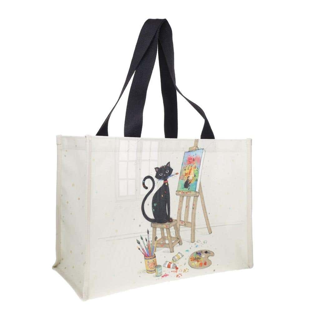 Cabas Rectangulaire Canvas 30 X 40 Cm Bug Art Chat Peintre
