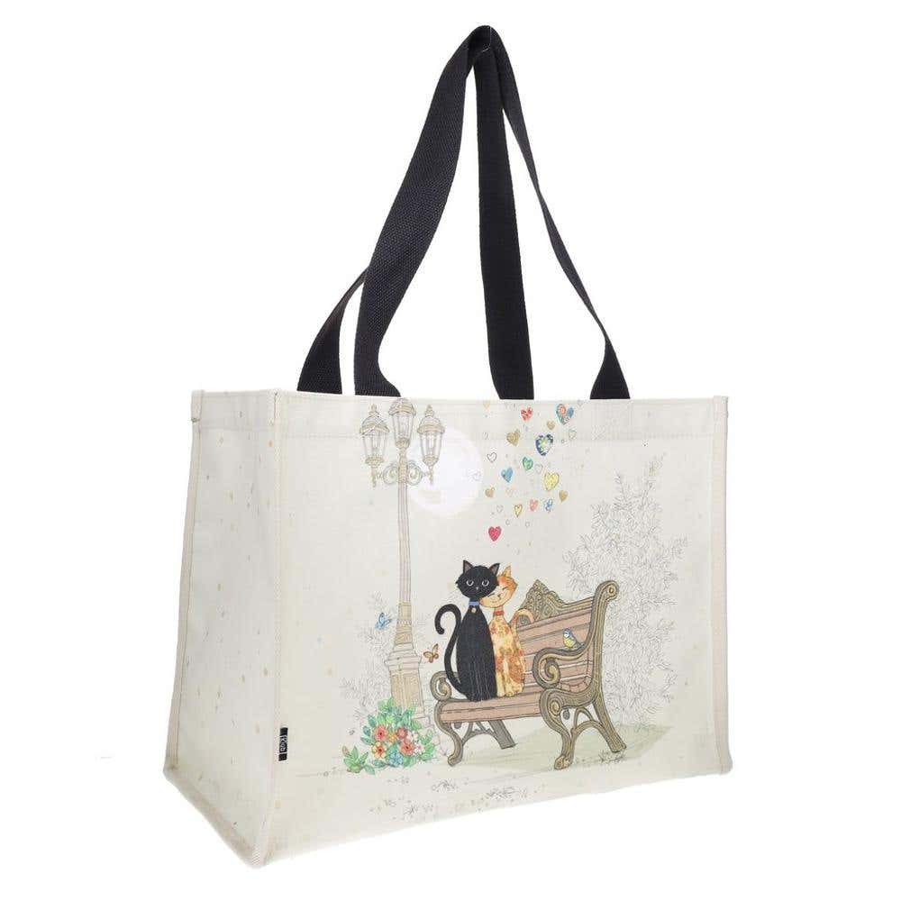 Cabas Rectangulaire Canvas 30 X 40 Cm Bug Art Couple DE Chats