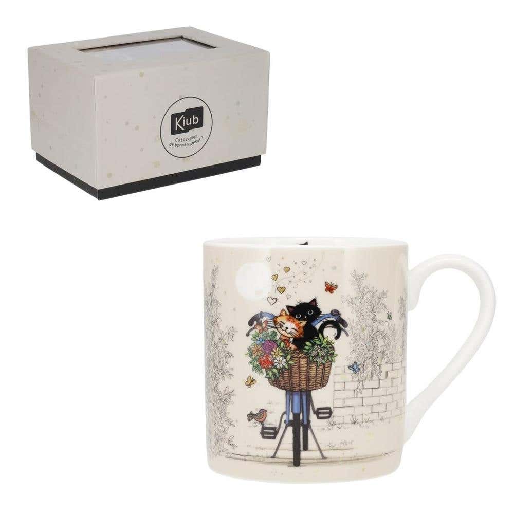 Mug Droit 280 Ml Porcelaine + Boite Cadeau Bug Art Couple DE Chats