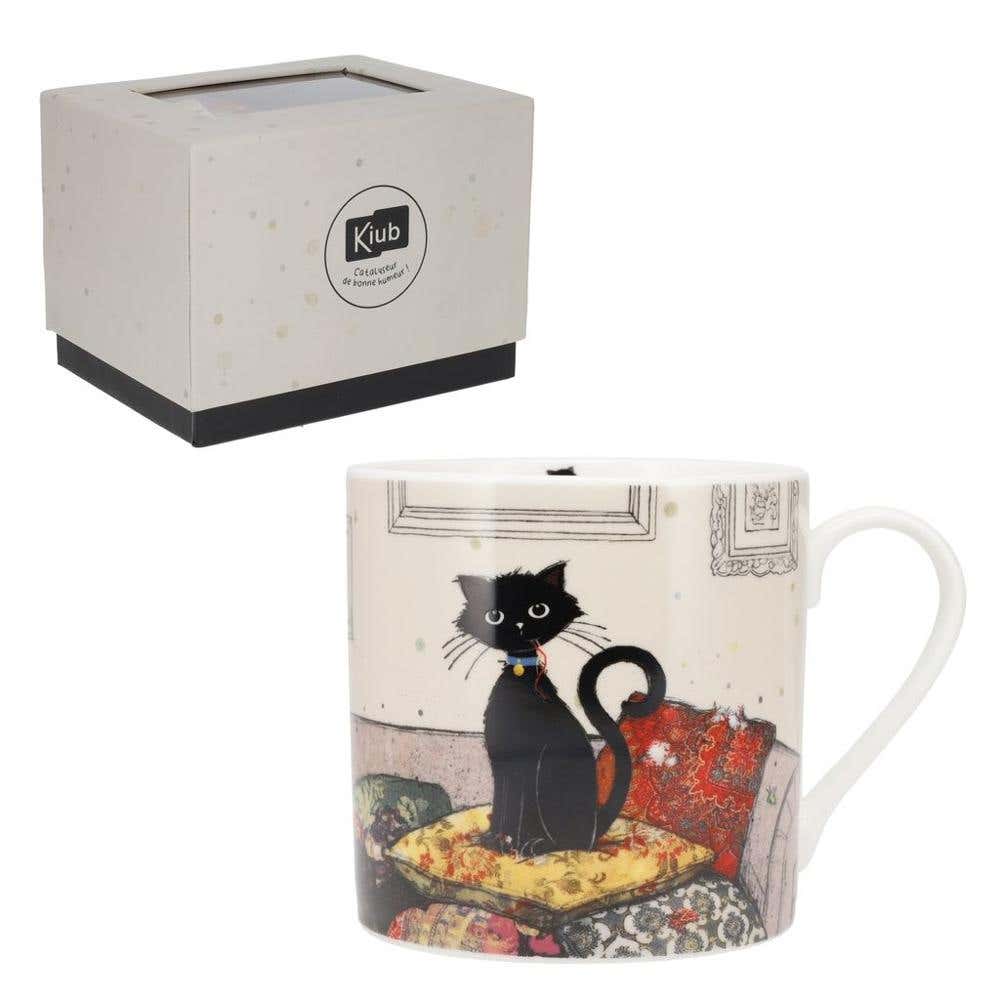 Mug Xl Droit 425 Ml Porcelaine + Boite Cadeau Bug Art Chat ET Coussins