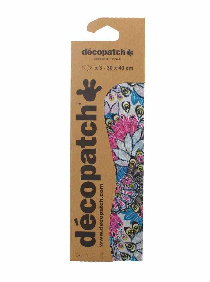Decopatch-papier 3x 30x40 Cm Coloured Feathers