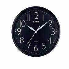 Casio Wall Clock Analog Round Black Frame Black Background 25cm