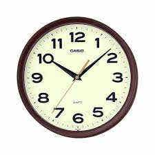 Casio Wall Clock Analog Round Brown Frame White Background 25cm