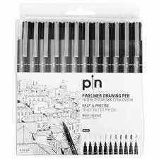 Uni Pin Fineliner Drawing Pen Set Of 12pcs