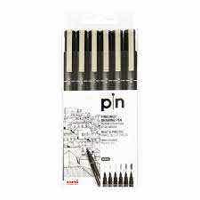 Uni Pin Fineliner Drawing Pen Set Of 6pcs