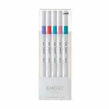 Uni Emott Fine Line 0.4mm Set Of 5 Assorted Candy Pop Colors