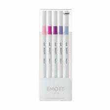 Uni Emott Fine Line 0.4mm Set Of 5 Assorted Floral Colors