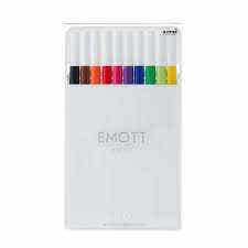 Uni Emott Fine Line 0.4mm Set Of 10 Assorted Vivid Colors