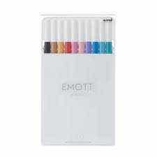 Uni Emott Fine Line 0.4mm Set Of 10 Assorted Floral Colors