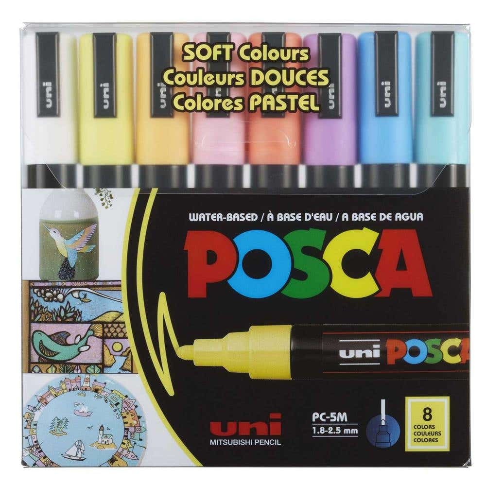 Posca Paint Marker Pen Medium Point 5m Set Of 8pcs Soft Pastel Colors