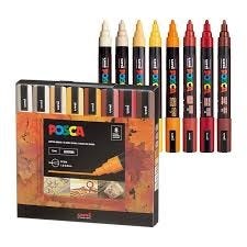 Posca Paint Marker Pen Medium Point 5m Set Of 8 Pcs Warm Tone