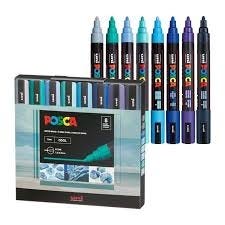 Posca Paint Marker Pen Medium Point 5m Set Of 8 Pcs Cool Color