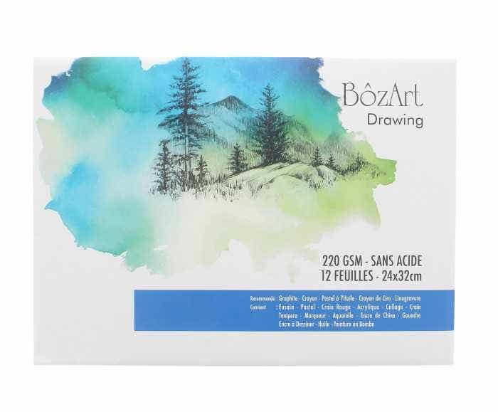 Bozart Drawing Loose Sheets White In Folder 24x32cm 220g 12sh