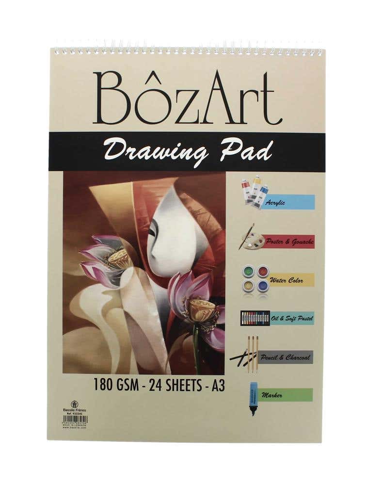 Bozart Drawing Pad Spiral 180g 24sh A3