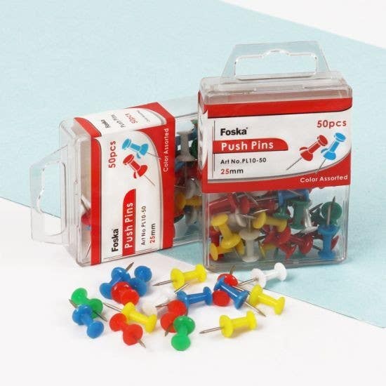 Push Pins 25mm Colored 50 Pcs