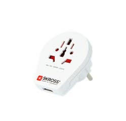 Country Travel Single Adapters W Usb White