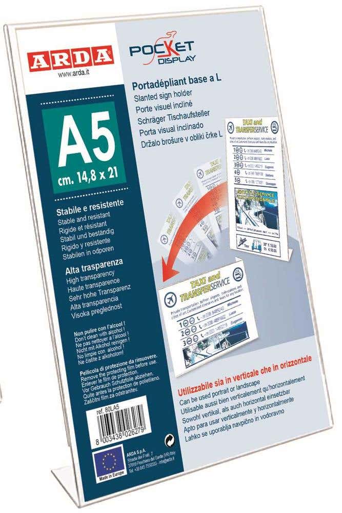 Sign Holder Clear Transparent With L Shape Base Size A5