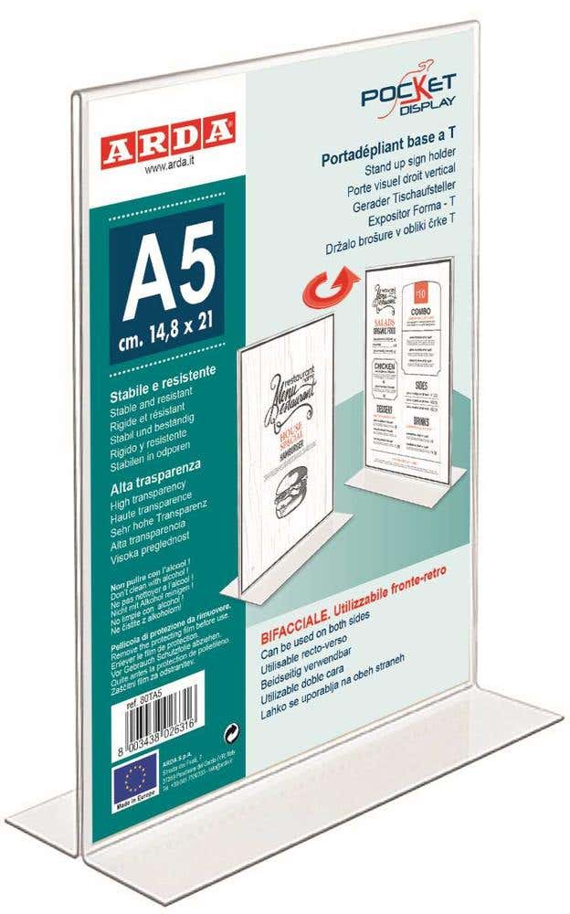 Sign Holder Clear Transparent With T-shape Base Size A5