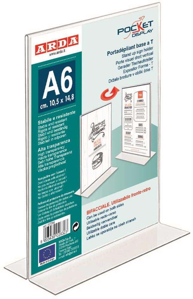 Sign Holder Clear Transparent With T Shape Base Size A6