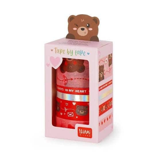 Set Of 5 Paper Sticky Tapes - Tape By Tape -teddy Bear